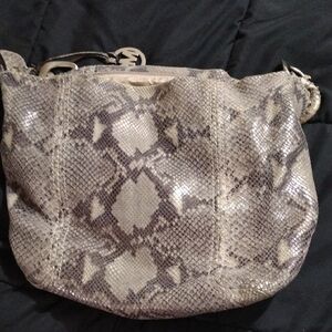 Michael Kors Gray and Cream Shoulder Bag with Exotic Snakeskin Design